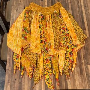 beautiful upcycled silk sarees, scarf skirt. one of a kind